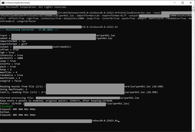 Laz To GLTF Converting in commandline